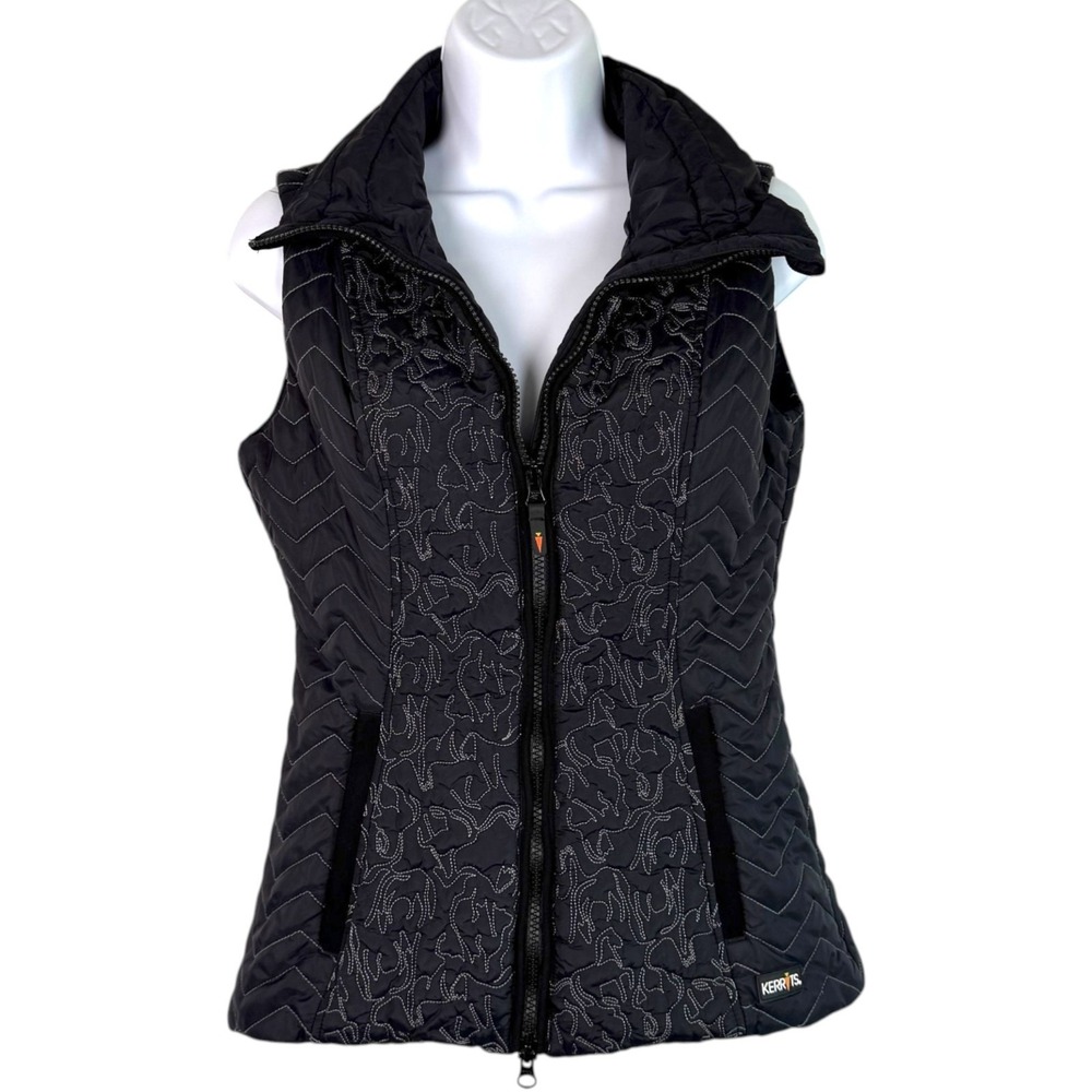 Kerrits Womens Quilted Riding Vest Sz XS Black Equestrian Full Zip Lightweight - Picture 4 of 10